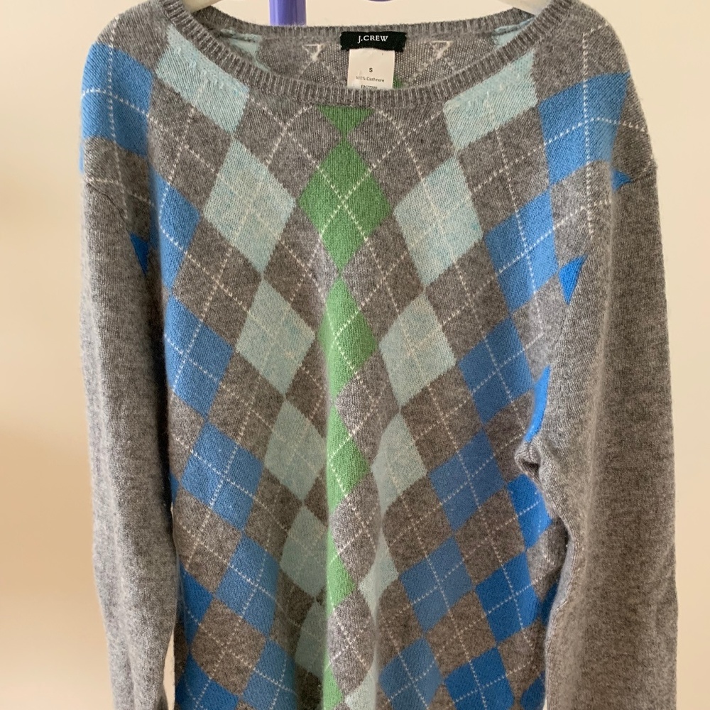 J CREW Argyle Cashmere Sweater